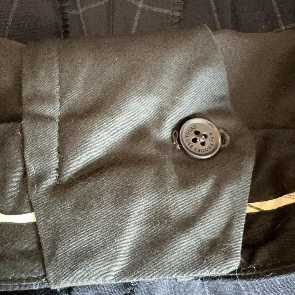 Brooks Brothers Dress Pants Mens 38x32 Navy Check Stretch Wool Blend Business - Picture 4 of 15